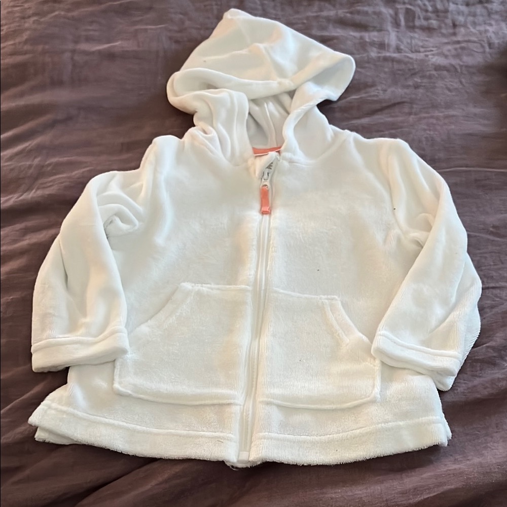 Cat & Jack White Fleece Hoodie with Full-Length Zipper